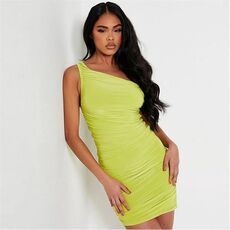 I Saw It First Ruched One Shoulder Double Layer Slinky Mini Dress
