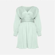 Missguided Plus Size Satin Wrap Pleated Ruched Dress