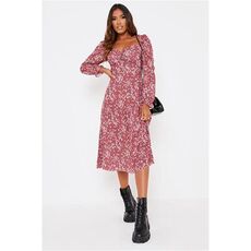 I Saw It First Floral Long Puff Sleeve Midi Smock Dress