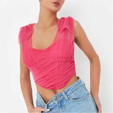 Missguided Mesh Frill Corset Top