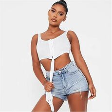 I Saw It First Button Front Wrap Detail Crop Top