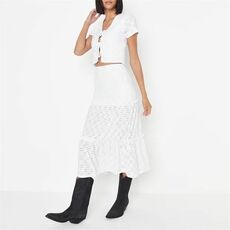 Missguided Co Ord Broderie Anglaise Tiered Midi Skirt