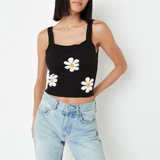 Missguided Daisy Embroidered Cami Crop Top