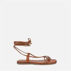 Missguided Faux Leather Ankle Strap Flat Sandals