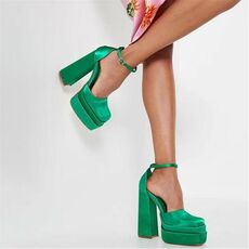 I Saw It First Satin Closed Toe Double Platform Block Heeled Sandals