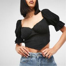 Missguided Textured Puff Sleeve Crop Top