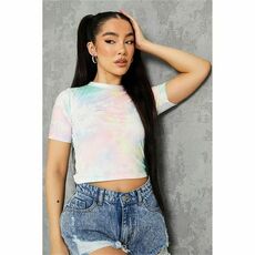 I Saw It First Tie Dye Fitted Cotton Crop T-Shirt