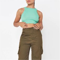 Missguided Rib Racer Neck Crop Top