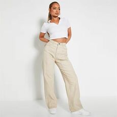 I Saw It First Contrast Seam Wide Leg Jeans