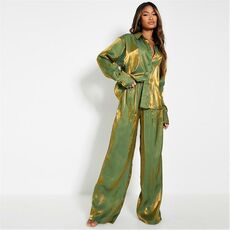 I Saw It First Iridescent Satin Wide Leg Trousers Co-Ord