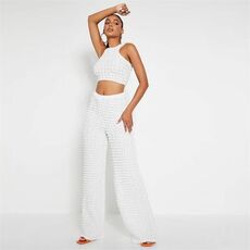 I Saw It First Bubble Fabric Wide Leg Trousers