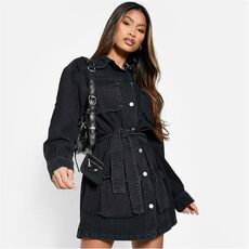 I Saw It First Utility Pocketed Belted Denim Dress