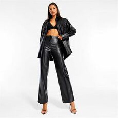 Missguided Straight Leg Faux Leather Trousers