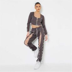 I Saw It First Lace Up Detail Soft Touch Tracksuit