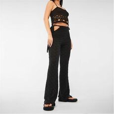 Missguided Tie Side Textured Flared Trousers