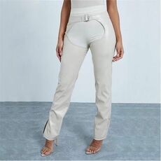 I Saw It First Woven Faux Leather Layered Stirrup Trousers