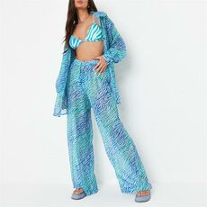 Missguided Zebra Print Ombre Sheer Mesh Beach Cover Up Trousers