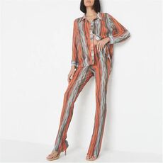 Missguided Co Ord Abstract Mesh Plisse Flared Trousers