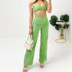 I Saw It First Linen Wide Leg Trousers With Tie Waist