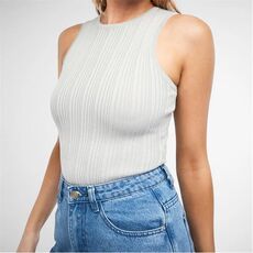 Missguided Recycled Racer Neck Rib Knit Bodysuit
