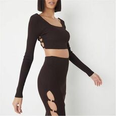 Missguided Co Ord Rib Ring Cut Out Knit Crop Top