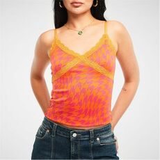 Missguided Abstract Print Lace Cami Vest Top