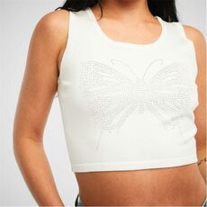 Missguided Butterfly Diamante Knit Crop Top