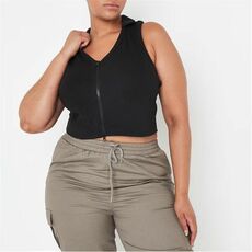 Missguided Plus Size Zip Front Collared Crop Top