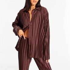 Missguided Co Ord Oversized Plisse Shirt
