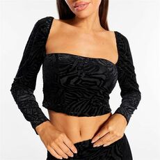 Missguided Co Ord Devore Crop Top