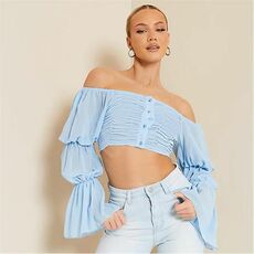 I Saw It First Chiffon Button Front Milk Maid Crop Top
