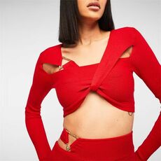 Missguided Co Ord Rib Triangle Detail Twist Knit Crop Top