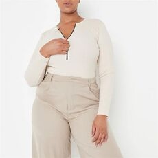 Missguided Plus Size Half Zip Jersey Bodysuit
