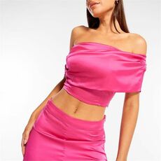 Missguided Co Ord One Shoulder Satin Crop Top