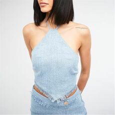 Missguided Co Ord Halterneck Boucle Crop Top