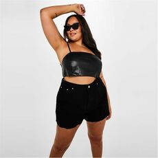 Missguided Plus Size Faux Leather Cami Square Neck Crop Top