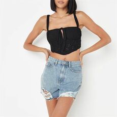 Missguided Broderie Anglaise Tie Front Corset Top