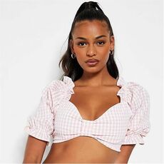 I Saw It First Cropped Checked Top