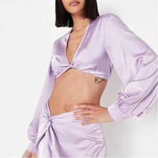Missguided Co Ord Twist Front Satin Crop Top