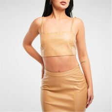 Missguided Petite Square Neck Faux Leather Bralet
