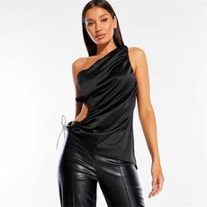 Missguided One Shoulder Cut Out Diamante Tie Side Top