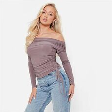 I Saw It First Ruched Bardot Slinky Top