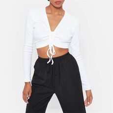 I Saw It First Ruched Front Rib Crop Top