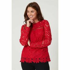 Studio Sleeve Occasion Red Lace Top