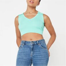 Missguided Rib Polo Knit Crop Top