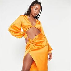 Missguided Tall Twist Front Satin Crop Top