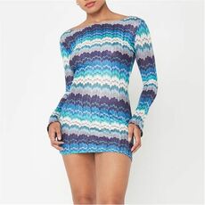 Missguided Abstract Print Crochet Scoop Back Mini Dress