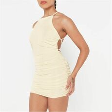 Missguided Petite Lace Up Ruched Slinky Mini Dress