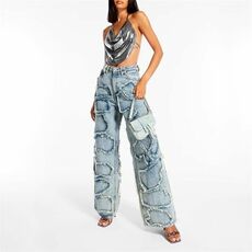 Missguided Extreme Raw Edge Patchwork Baggy Jeans