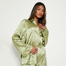 I Saw It First Co Ord Hammered Satin Oversized Shirt